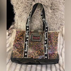 Betseyville betsey johnson animal leopard print clear tote bag/pocketbook purse